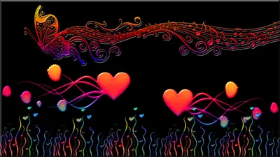 Vibrant Abstract Wallpaper Abstract Wallpaper 4K 1920x1080 An, Abstract, Hd, Wallpaper, Featuring, A, Butterfly, Intertwining, Musical, Notes, Vibrant, Hearts, Black, Brown, Ultrawide, Full HD