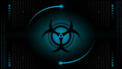 Sci Glowing Biohazard Symbol Technology Wallpaper 4K 2560x1440 Hd, Sci-fi, Desktop, Wallpaper, Featuring, A, Glowing, Biohazard, Symbol, Digital, Blue, Graphics, Brown, Red, Ultrawide, QHD