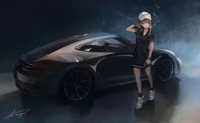 Bold Anime Wallpaper Cars Wallpaper 4K 2047x1259 Anime-style, Hd, Desktop, Wallpaper, Featuring, A, Brown-haired, Character, Cap, Smoking, Beside, Sleek, Gray, Ultrawide, Full HD