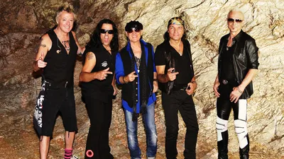 Five Band Members Scorpions Posing Abstract Wallpaper 4K 1920x1080 Five, Band, Members, Of, The, Scorpions, Posing, Against, Rocky, Featured, Desktop, Gray, White, Ultrawide, Full HD