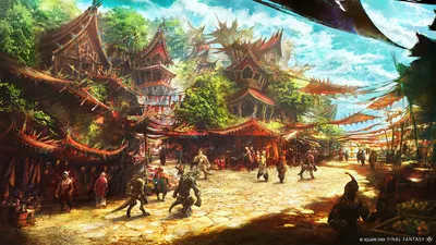 Radiant Final Wallpaper Fantasy Wallpaper 4K 1920x1080 Hd, Desktop, Wallpaper, From, (final, Fantasy, Xiv, Dawntrail, Showcasing, Vibrant, Market, Pink, White, Ultrawide, Full HD