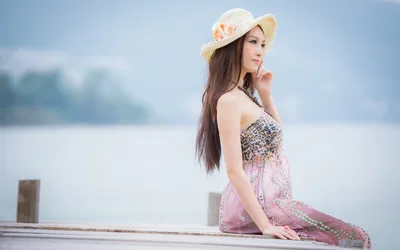 Bold Asian Wallpaper Abstract Wallpaper 4K 1920x1200 Hd, Desktop, Wallpaper, Featuring, An, Asian, Woman, In, Summer, Dress, Hat, Sitting, White, Ultrawide, Full HD