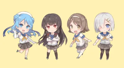 Serene Chibi Wallpaper Abstract Wallpaper 4K 2048x1127 Chibi-style, Anime, Characters, Urakaze, Tanikaze, Isokaze, And, Hamakaze, Kantai, Collection, Yellow, Featured, White, Ultrawide, Full HD