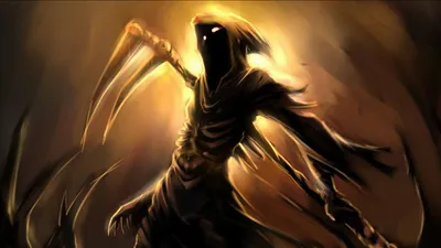 Dark Grim Reaper Black/Dark Wallpaper 4K 1920x1080 A, Dark, Grim, Reaper, Warrior, Stands, Menacingly, Wielding, Scythe, Set, Against, Hauntingly, Brown, Ultrawide, Full HD