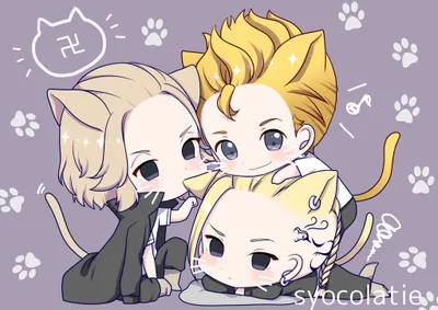Chibi Mikey Manjiro Animals Wallpaper 4K 4093x2894 Chibi-style, Mikey, Manjiro, Sano, Ken, Ryuguji, And, Takemichi, Hanagaki, Tokyo, Revengers, Cat, Gray, Landscape, 4k
