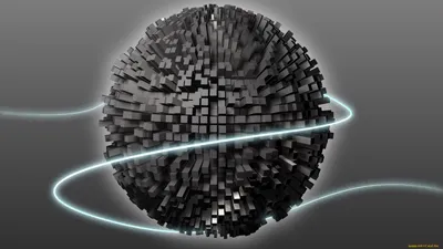 Captivating Cgi Abstract Abstract Wallpaper 4K 1920x1080 A, Captivating, Cgi, Abstract, Design, Featuring, Textured, Spherical, Object, Composed, Cubes, Surrounded, Gray, Ultrawide, Full HD