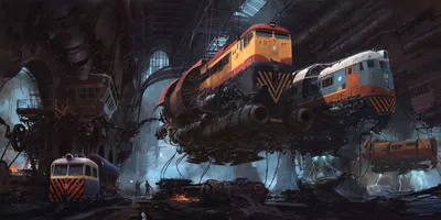 Multiple Futuristic Trains Cars Wallpaper 4K 3000x1500 Hd, Wallpaper, Featuring, Multiple, Futuristic, Trains, Suspended, In, Expansive, Cyberpunk-style, Vehicle, Bay, Gray, Orange, Ultrawide, QHD