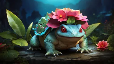Vibrant Venusaur Pok Abstract Wallpaper 4K 3584x2016 A, Vibrant, Hd, Desktop, Wallpaper, Featuring, Venusaur, Pok, Mon, Resting, Among, Lush, Yellow, Brown, Pink, Ultrawide, QHD