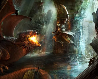 Golden Fantasy Wallpaper Fantasy Wallpaper 4K 3525x2843 Hd, Wallpaper, Featuring, A, Fantasy, Warrior, Battling, Fire-breathing, Dragon), Mystical, Dilapidated, Castle, Gray, Square, QHD