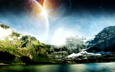 Sci Landscape Depicting Surreal Distant Nature Wallpaper 4K 1920x1200 Sci-fi, Landscape, Hd, Desktop, Wallpaper:, Depicting, A, Surreal, Scene, Distant, Planets, Rocky, White, Ultrawide, Full HD