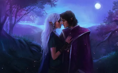 Romantic Fantasy Couple Nature Wallpaper 4K 1920x1200 Hd, Desktop, Wallpaper, Of, A, Romantic, Fantasy, Scene, Showing, Couple, Elves, Embracing, Gray, Pink, Ultrawide, Full HD