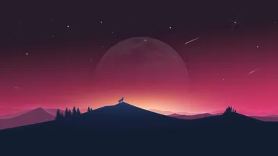 Golden Fantasy Wallpaper Space Wallpaper 4K 3840x2160 A, Fantasy, Hd, Desktop, Wallpaper, Featuring, Wolf, Silhouette, Hill, Against, Night, Sky, Brown, Ultrawide, 4k