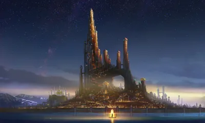 Vibrant Fantasy Wallpaper World Wallpaper 4K 1920x1158 Fantasy, City, At, Night, Towering, Golden, Spire, And, Arched, Citadel, Rising, Brown, Ultrawide, Full HD