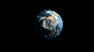 Serene Earth Wallpaper Space Wallpaper 4K 2912x1632 A, Stunning, Hd, Image, Of, Earth, From, Space, Featuring, Asteroid, Prominently, Foreground, Gray, White, Ultrawide, QHD