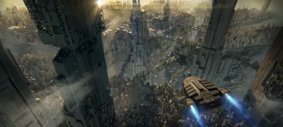 Sci City Towering Megastructures Hazy World Wallpaper 4K 2400x1080 Hd, Pc, Desktop, Wallpaper, Of, A, Sci, Fi, City, Towering, Megastructures, Hazy, Black, Ultrawide, Full HD