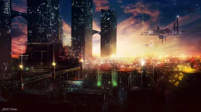 Quad Sci City Dusk World Wallpaper 4K 3000x1681 2k, Quad, Hd, Pc, Desktop, Wallpaper, Sci-fi, City, Dusk, Neon-lit, Towers, Arching, White, Ultrawide, QHD