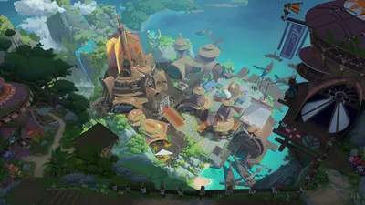 Vivid Vibrant Wallpaper World Wallpaper 4K 1920x1080 Vibrant, Fantasy, Cityscape, On, A, Cliff, Over, Turquoise, Water, Winding, Rooftops, Airships, Gray, Ultrawide, Full HD