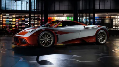 Sleek Pagani Huayra Supercar Showcased Cars Wallpaper 4K 4096x2304 Sleek, Pagani, Huayra, Supercar, Showcased, Indoors, With, Dynamic, Lighting, Presented, Ultra, Desktop, Gray, White, Ultrawide, 4k