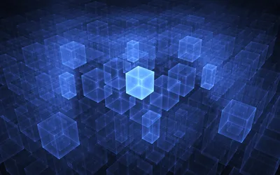 Abstract Glowing Blue Cubes Wallpaper 4K, Technology category