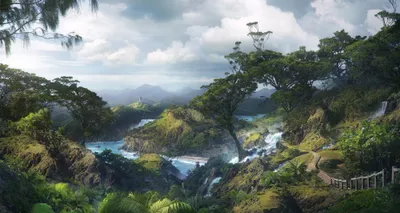 Fantasy Landscape River Meandering Forested Nature Wallpaper 4K 2000x1066 Hd, Fantasy, Landscape, Wallpaper, Featuring, A, River, Meandering, Through, Forested, Valley, Winding, White, Ultrawide, Full HD