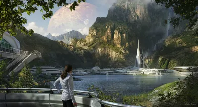 Crisp Person Wallpaper Nature Wallpaper 4K 1980x1076 A, Person, Observes, Futuristic, Sci‑fi, City, Nestled, Lush, Mountains, Beside, Serene, Lake, White, Gray, Ultrawide, Full HD