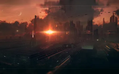Sleek Sci Wallpaper World Wallpaper 4K 1920x1200 Hd, Sci‑fi, Cityscape, At, Sunset, With, Futuristic, Buildings, Glowing, Lights, Creating, Dramatic, Orange, Brown, Ultrawide, Full HD