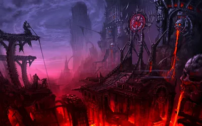 Moody Dark Wallpaper World Wallpaper 4K 1920x1200 A, Dark, Fantasy, Cityscape, With, Towering, Gothic, Structures, Glowing, Red, Lava, Moody, Brown, Ultrawide, Full HD