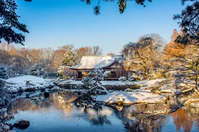 Bold Serene Wallpaper Nature Wallpaper 4K 2048x1365 Hd, Desktop, Wallpaper:, Of, A, Serene, Winter, Scene, Japan, Featuring, Traditional, Building, White, Gray, Ultrawide, Full HD