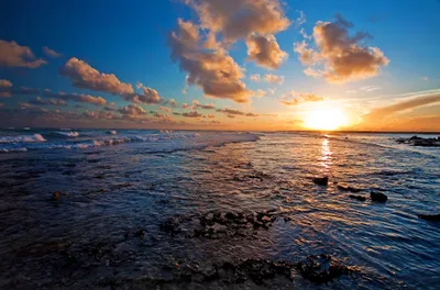 Vibrant Ocean Sunset Gentle Nature Wallpaper 4K 2048x1352 Hd, Pc, Desktop, Wallpaper, Of, A, Vibrant, Ocean, Scene, Sunset, Showcasing, Gentle, White, Brown, Ultrawide, Full HD