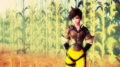 Golden Tracer Wallpaper Games Wallpaper 4K 2100x1181 Hd, Pc, Desktop, Wallpaper, Featuring, Tracer, From, The, Video, Game, Overwatch, Standing, Gray, Ultrawide, Full HD