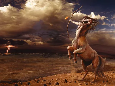 Fantasy Centaur Drawing Flaming Nature Wallpaper 4K 1600x1200 Hd, Desktop, Wallpaper, Showcasing, A, Fantasy, Scene, Of, Centaur, Drawing, Flaming, Arrow, Gray, Landscape