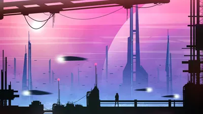 Vibrant Sci City Cars Wallpaper 4K 1920x1080 Hd, Pc, Desktop, Wallpaper, Of, A, Vibrant, Sci‑fi, City, Towering, Futuristic, Skyscrapers, Gray, Pink, White, Ultrawide, Full HD