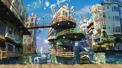 Sleek Vibrant Wallpaper World Wallpaper 4K 1920x1080 A, Vibrant, Fantasy, Cityscape, With, Floating, Platforms, And, Colorful, Buildings, Under, Bright, Pink, Green, Ultrawide, Full HD