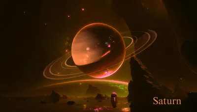 Sci Saturn Glowing Wallpaper 4K, Abstract category