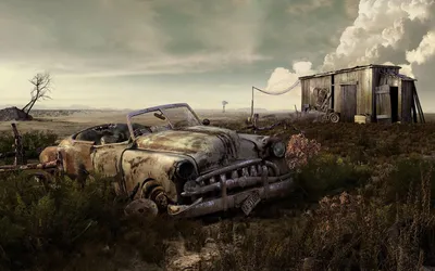 Misty Old Wallpaper Nature Wallpaper 4K 1680x1050 Hd, Desktop, Wallpaper, Featuring, An, Old, Rusted, Car, Wreck, Desolate, Landscape, Near, Gray, Ultrawide