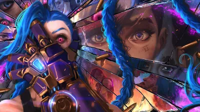 Jinx League Legends Abstract Wallpaper 4K 3840x2160 Hd, Desktop, Wallpaper, Of, Jinx, From, League, Legends, Arcane, Featuring, Vibrant, Fragmented, Brown, Ultrawide, 4k
