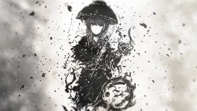 Anime Shinmyoumaru Sukuna Abstract Wallpaper 4K 1920x1080 Hd, Anime, Desktop, Wallpaper, Featuring, Shinmyoumaru, Sukuna, From, Touhou, Depicted, Monochrome, Dynamic, White, Ultrawide, Full HD