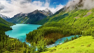Bright Landscape Wallpaper Nature Wallpaper 4K 1920x1080 Hd, Wallpaper:, Featuring, A, Stunning, Landscape, With, Turquoise, Lake, Surrounded, Lush, Green, White, Ultrawide, Full HD