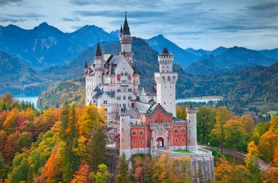 Neuschwanstein Castle Amidst Vibrant Fall Nature Wallpaper 4K 2048x1346 A, Beautiful, Hd, Desktop, Wallpaper:, Featuring, Neuschwanstein, Castle, Amidst, Vibrant, Fall, Landscape, Pink, Gray, White, Ultrawide, Full HD