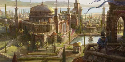 Detailed Fantasy Cityscape World Wallpaper 4K 2500x1250 A, Detailed, Fantasy, Cityscape, With, Grand, Domed, Buildings, Towers, Viewed, High, Vantage, White, Ultrawide, Full HD