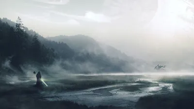 Epic Serene Wallpaper Space Wallpaper 4K 1920x1080 A, Serene, Star, Wars-themed, Hd, Desktop, Wallpaper, Features, Misty, Landscape, Figure, Holding, White, Ultrawide, Full HD