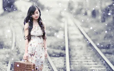 Misty Asian Wallpaper Cars Wallpaper 4K 2560x1600 Hd, Wallpaper, Of, An, Asian, Woman, Walking, On, Train, Tracks, Carrying, Suitcase, White, Ultrawide, QHD