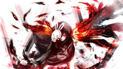 Misty Anime Wallpaper Abstract Wallpaper 4K 1920x1080 Anime, Character, Touka, Kirishima, From, Tokyo, Ghoul, With, Red, Eyes, Wearing, Mask, White, Ultrawide, Full HD
