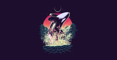 Minimalist Retro Wave Orca Minimal Wallpaper 4K 2500x1280 Hd, Desktop, Wallpaper, Featuring, A, Minimalist, Retro, Wave, Orca, Leaping, Waves, Against, White, Orange, Gray, Ultrawide, Full HD