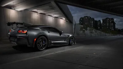 Silver Chevrolet Corvette Zr1 Cars Wallpaper 4K 4096x2304 Silver, Chevrolet, Corvette, Zr1, Supercar, Parked, Under, An, Urban, Overpass, Night, Captured, Gray, Brown, Ultrawide, 4k