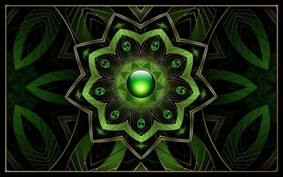 Green Fractal Design Abstract Wallpaper 4K 1920x1200 An, Intricate, Green, Fractal, Design, Featuring, A, Central, Gem, Surrounded, Symmetrical, Leaf, Brown, Ultrawide, Full HD