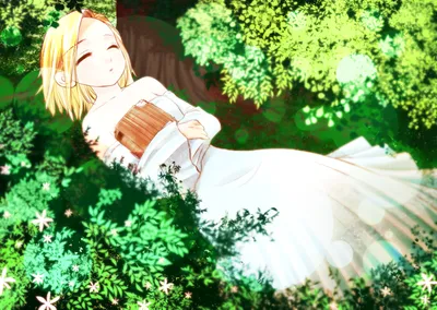 Vibrant Anime Wallpaper Nature Wallpaper 4K 1800x1278 Anime, Character, Elaine, From, The, Seven, Deadly, Sins, White, Dress, Resting, Lush, Landscape