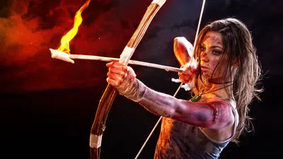Sleek Lara Wallpaper Abstract Wallpaper 4K 5904x3321 Lara, Croft, From, Tomb, Raider, Aims, A, Flaming, Arrow, Striking, Ultra, Desktop, White, Brown, Ultrawide, 4k