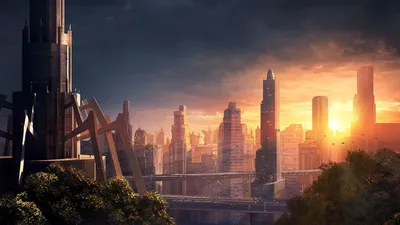 Futuristic Sci Cityscape Sunset Towering World Wallpaper 4K 1920x1080 Hd, Desktop, Wallpaper, Showcasing, A, Futuristic, Sci‑fi, Cityscape, Sunset, Towering, Skyscrapers, Advanced, Gray, Brown, Orange, Ultrawide, Full HD