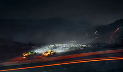 Vibrant Night Wallpaper Cars Wallpaper 4K 2000x1177 A, Striking, Night, Scene, Features, Yellow, Mclaren, 570s, Green, Supercar, Illuminated, Against, Gray, Ultrawide, Full HD